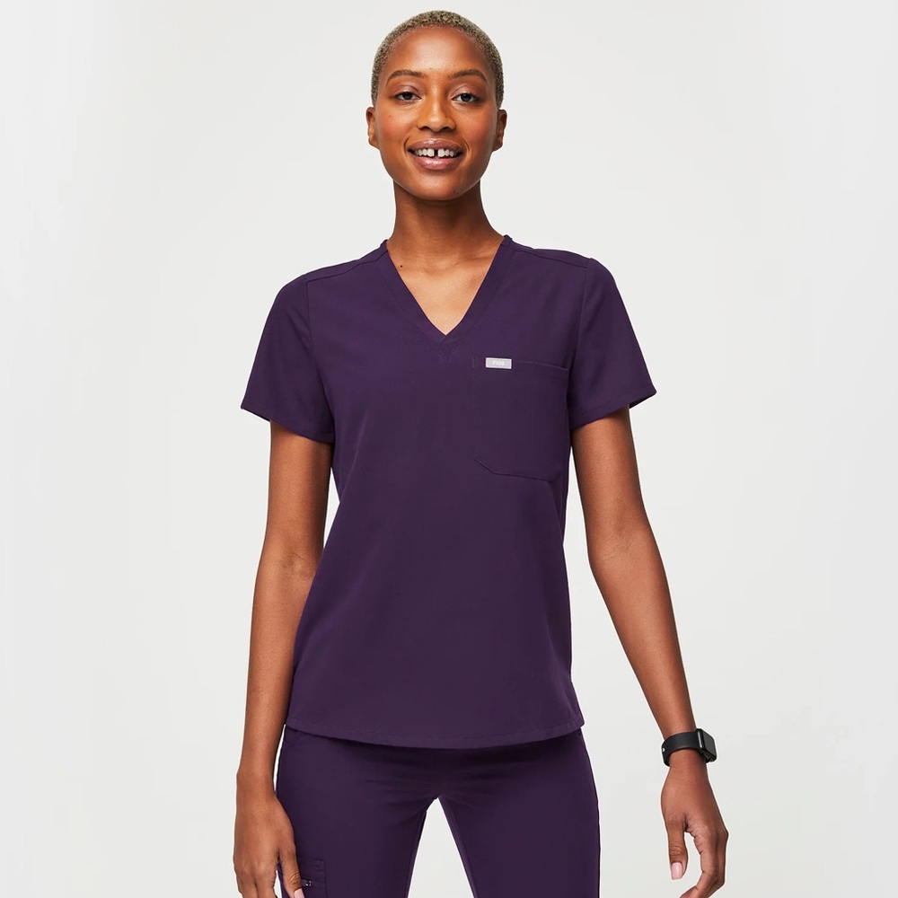 Catarina One-Pocket Scrub Top and High Waisted Livingston Basic Scrub Pants Set